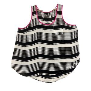 Torrid Womens Sz 3 Black White Pink Striped Tank Top Summer Plus Comfort Causual